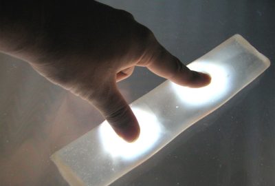 2009 ETech Sato: PhotoelasticTouch: Transparent Rubbery Interface using a LCD and Photoelasticity