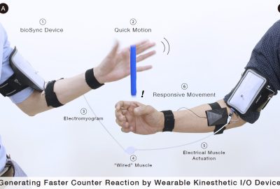 Wired Muscle: Generating Faster Kinesthetic Reaction by Inter-pe