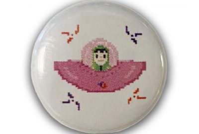 2019 SIGGRAPH Chapters Button Pink Spaceship