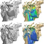 Global non-rigid alignment of 3-D scans