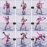 Neural animation layering for synthesizing martial arts movements