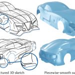 Piecewise-smooth surface fitting onto unstructured 3D sketches