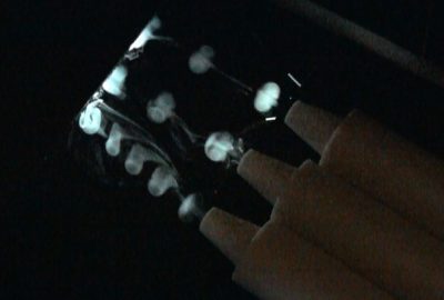 2012 Posters: Konno_living floccus:Floating Volumetric Pixels Using Fog Rings with Stroboscopic Effect