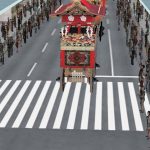 Virtual Yamahoko parade in virtual Kyoto