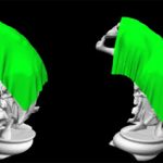 Real-time cloth simulation interacting with deforming high-resolution models