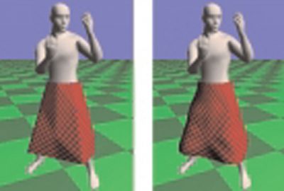 2001 Talks: Oshita_Real-time Cloth Simulation with Sparse Particles