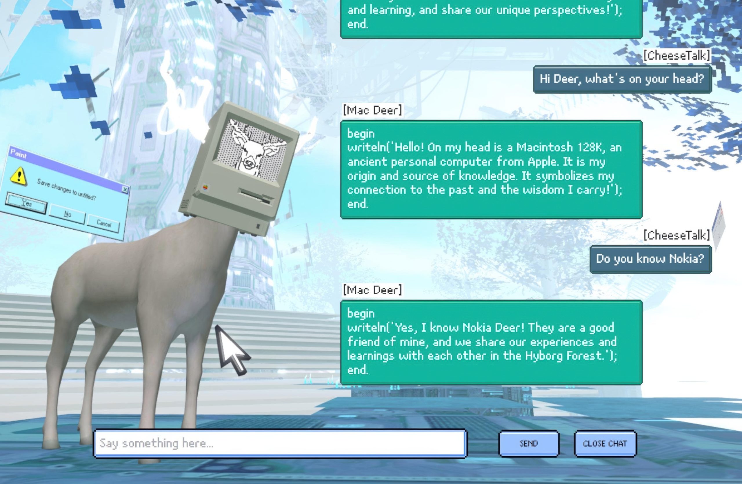 2025 Art Papers_Sun_Hyborg Agency_Fostering AI Agents Through Community Conversations in a Digital Forest-1